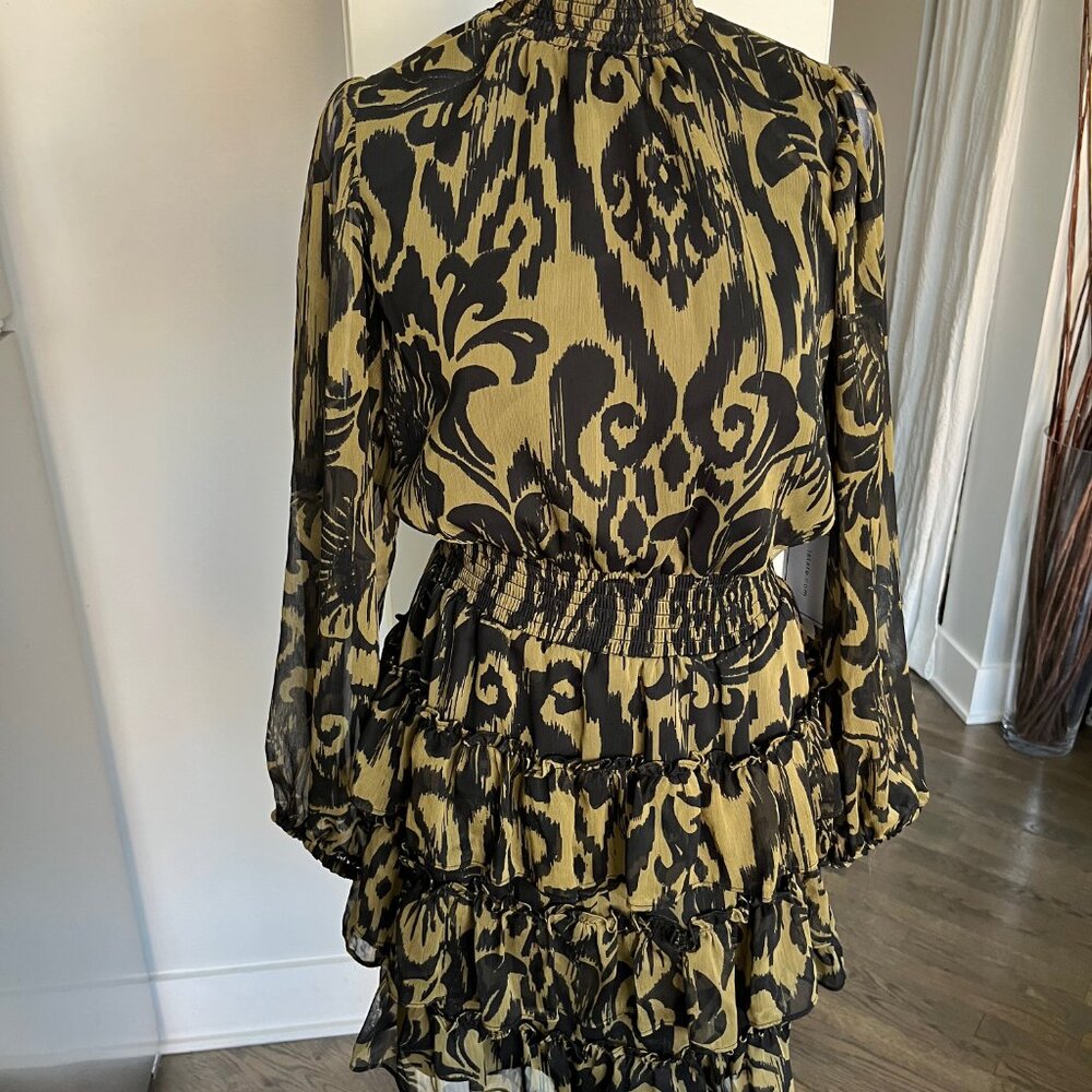 NWT 1.State Long Sleeve Smock-Neck Ruffle-Skirt Dress Size Small - Picture 14 of 15
